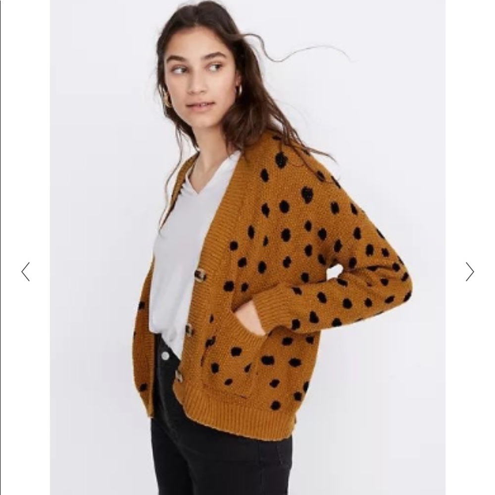Madewell cardigan painted spots